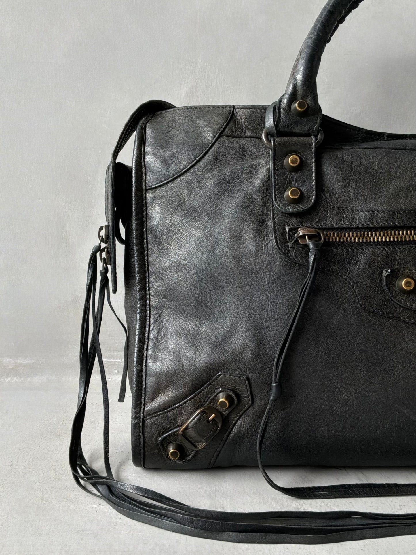 Balenciaga Classic City Black on Brass Lambskin Bag