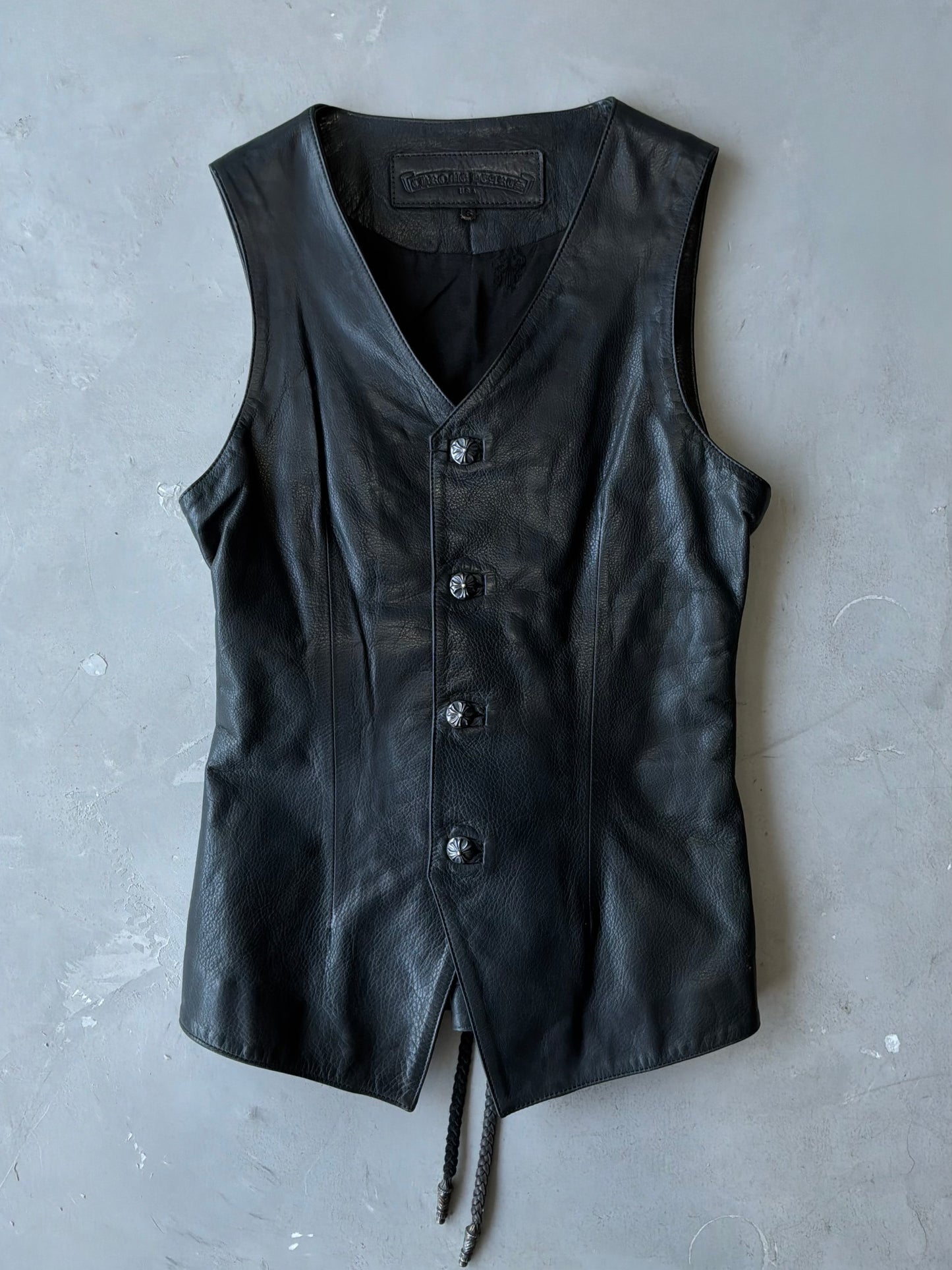 90s Chrome Hearts Crossball Buttons Leather Vest/Corset