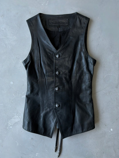 90s Chrome Hearts Crossball Buttons Leather Vest/Corset