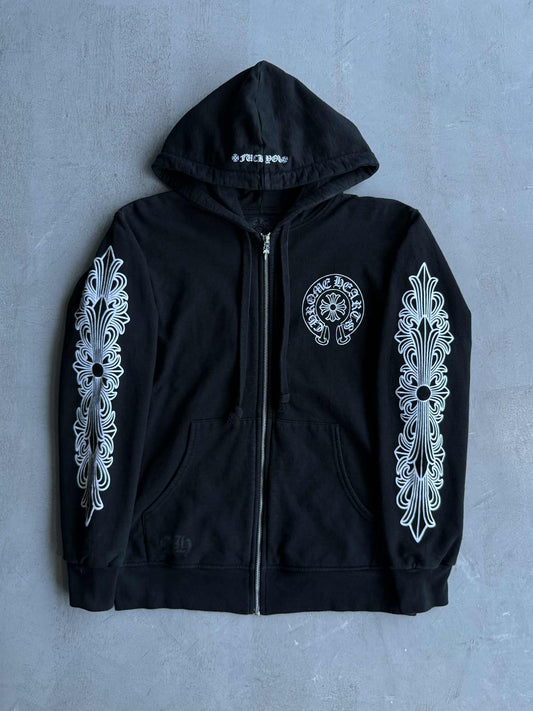 Chrome Hearts Floral Horseshoe Thermal Zip Hoodie