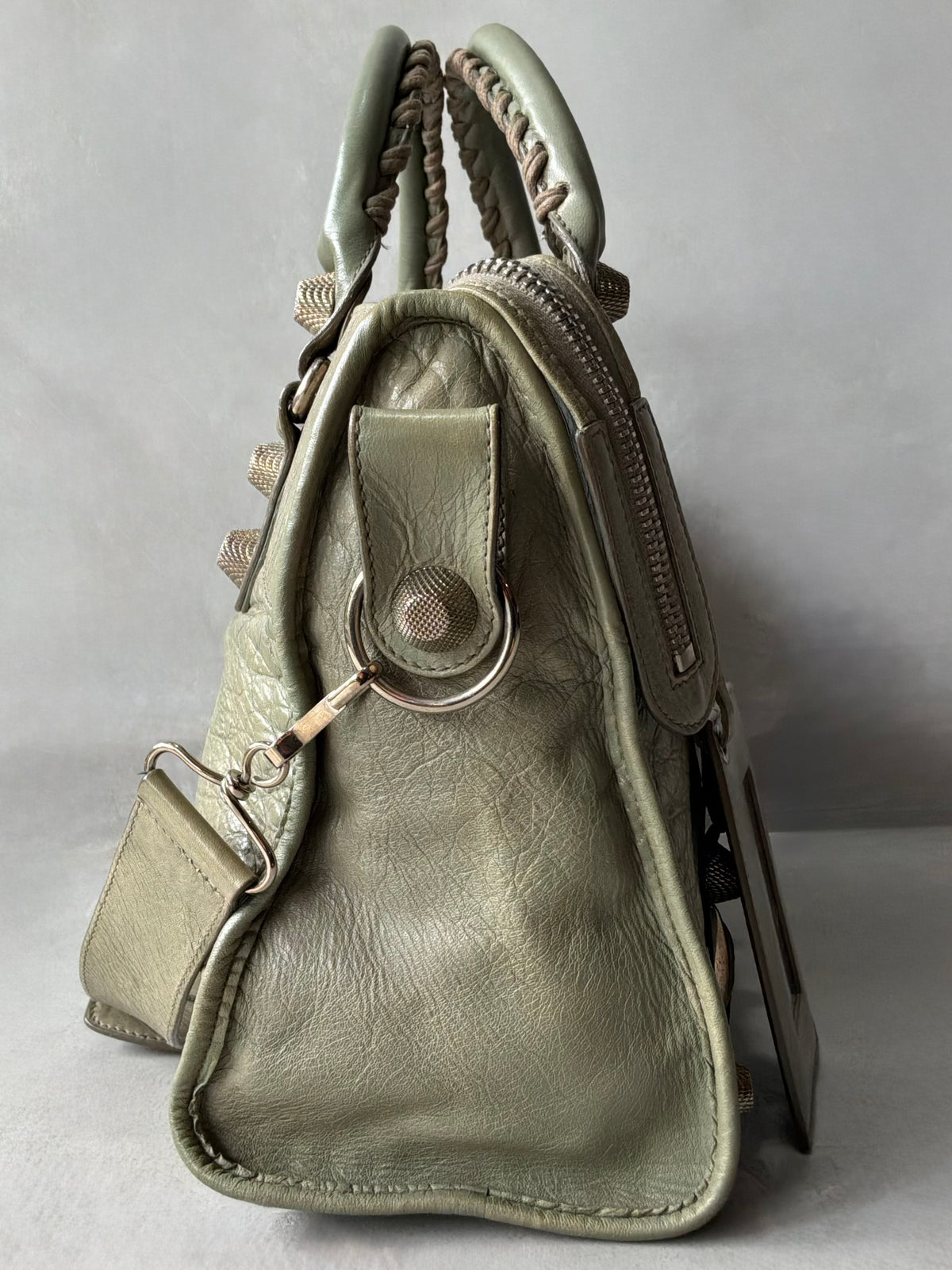 Balenciaga Classic City Pistachio on Silver Giant 21 Lambskin Bag