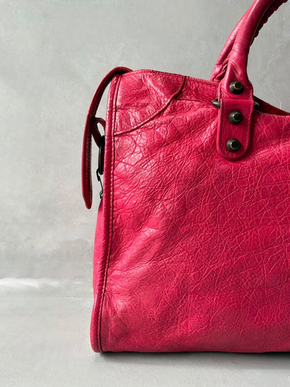 Balenciaga City Red Lambskin Bag