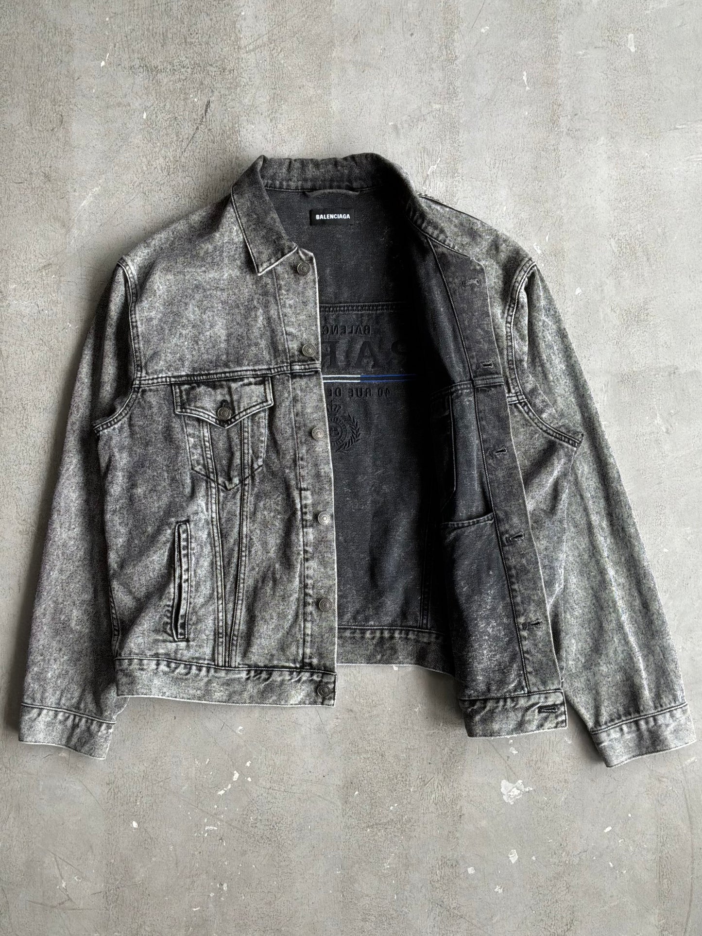 Balenciaga Rue De Paris Washed Denim Jacket