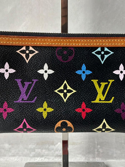 Louis Vuitton X Murakami Black Multicolor Mini Pochette