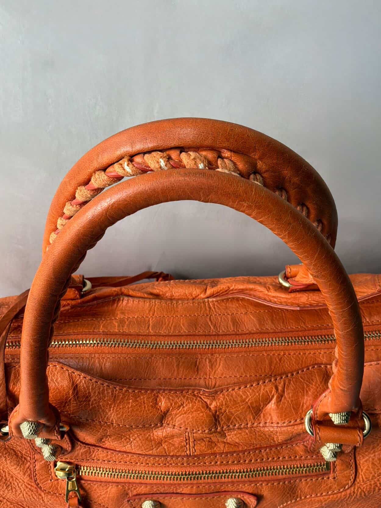 Balenciaga City Part Time Giant 12 Orange Lambskin Bag