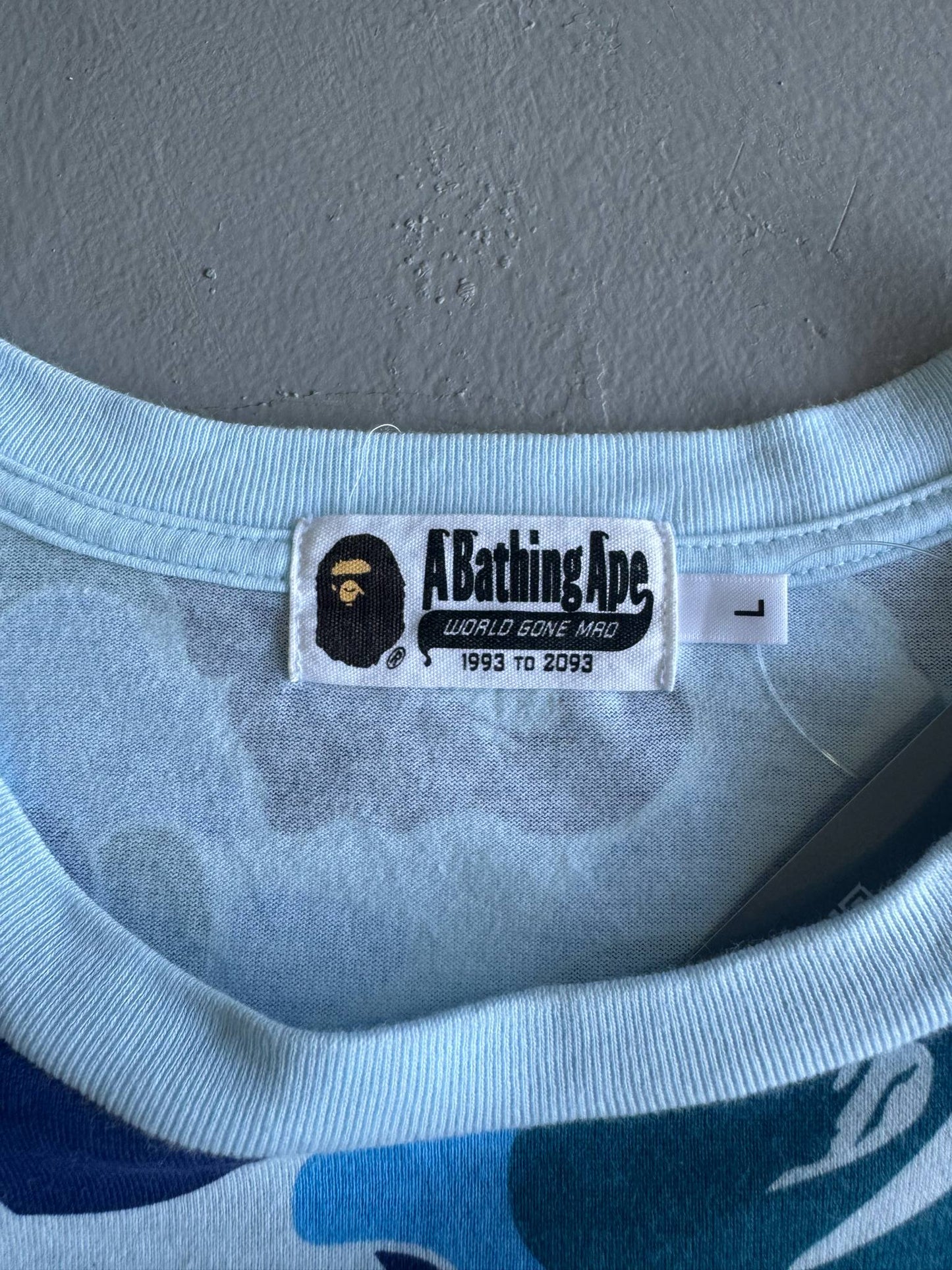 Bape College Logo Blue Camou Tee