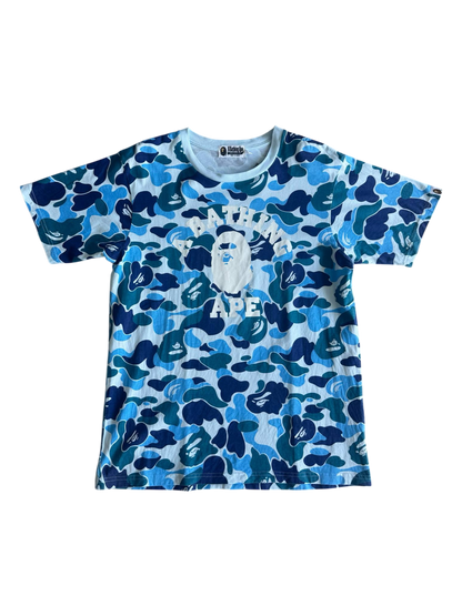 Bape College Logo Blue Camou Tee