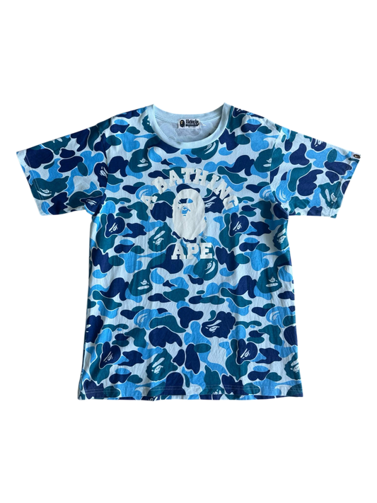 Bape College Logo Blue Camou Tee
