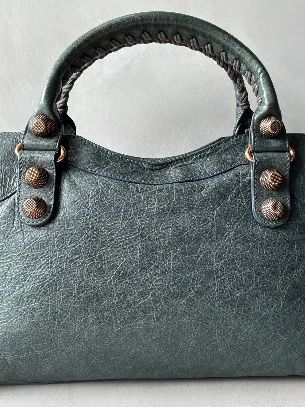 Balenciaga City Giant 21 Dark Green Lamb Skin Bag