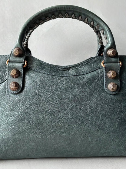 Balenciaga City Giant 21 Dark Green Lamb Skin Bag
