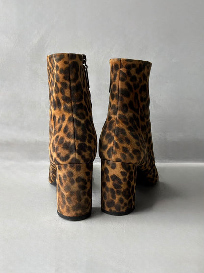 Saint Laurent Paris Suede Lou Leopard Ankle Boot