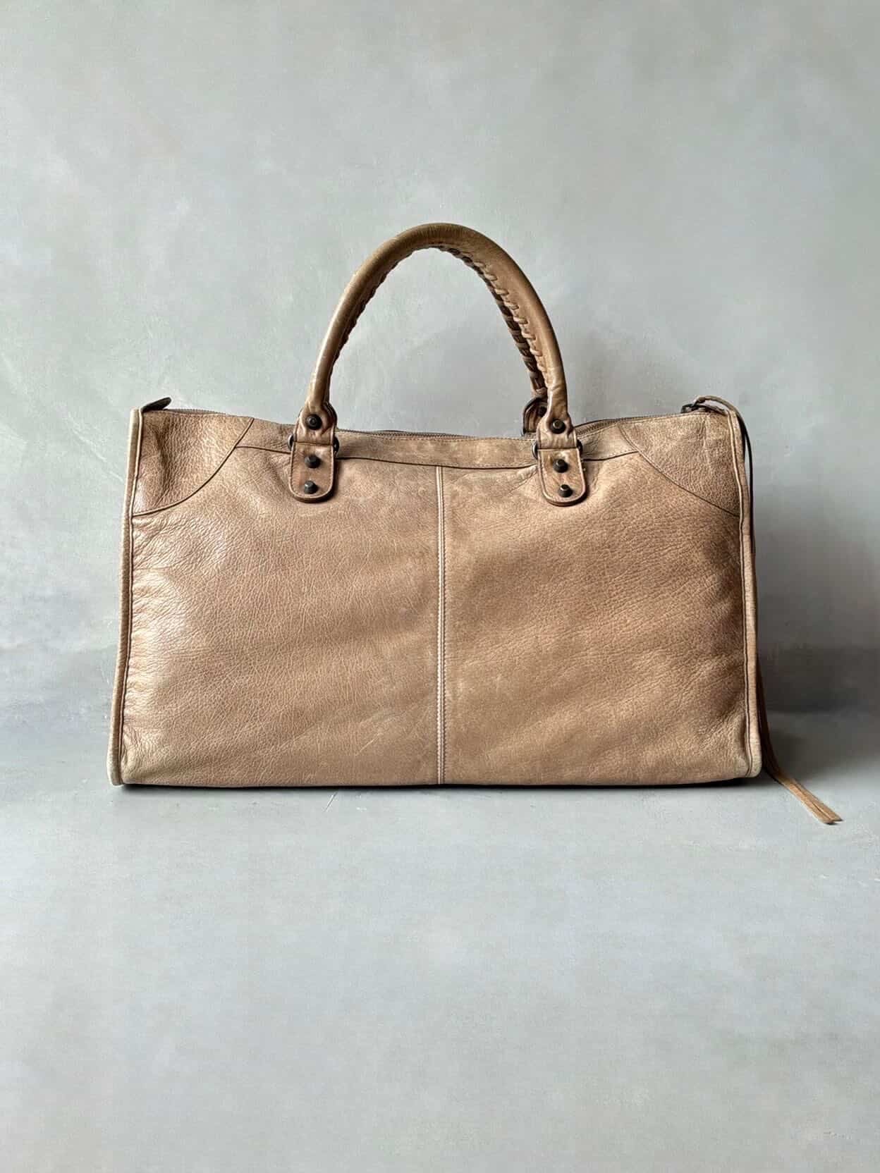 Balenciaga City Work Light Brown Lambskin Bag