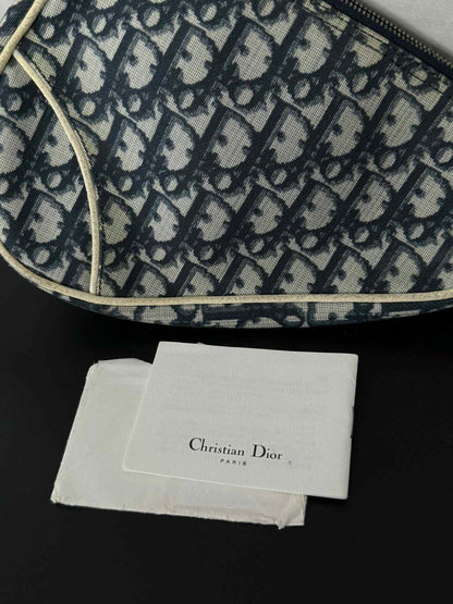 Vintage Dior Blue/White Oblique Saddle Bag