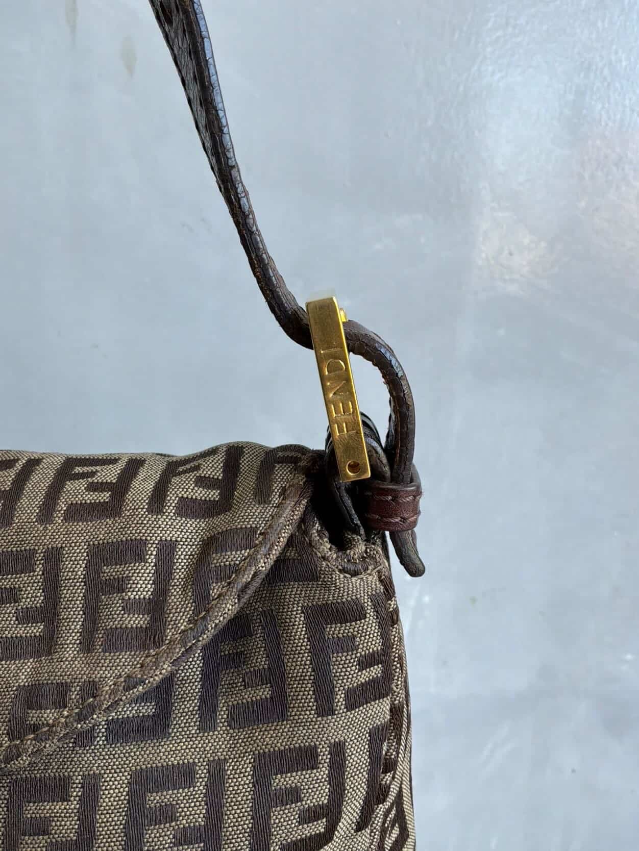Fendi Zucchino Double Flap Baguette Bag