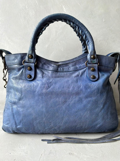 Balenciaga Town Blue Lambskin Bag