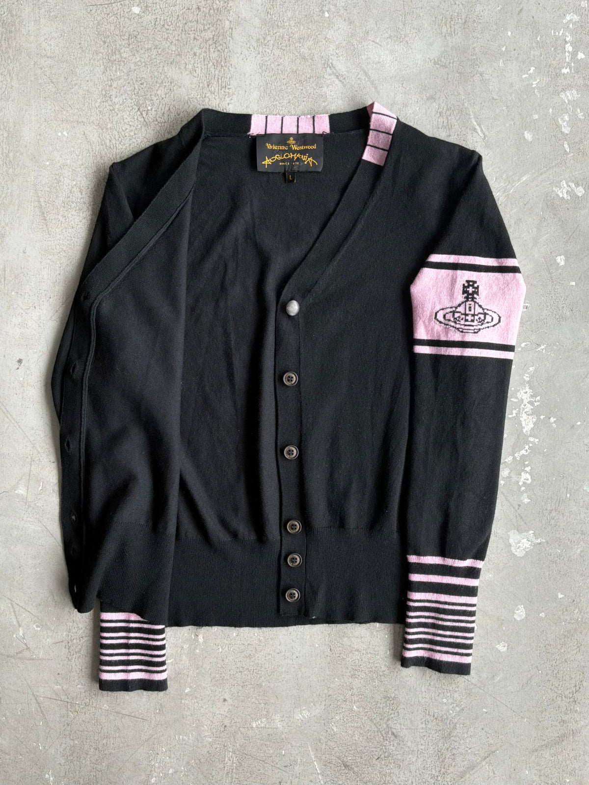 Vivienne Westwood Black Pink Wool Cardigan