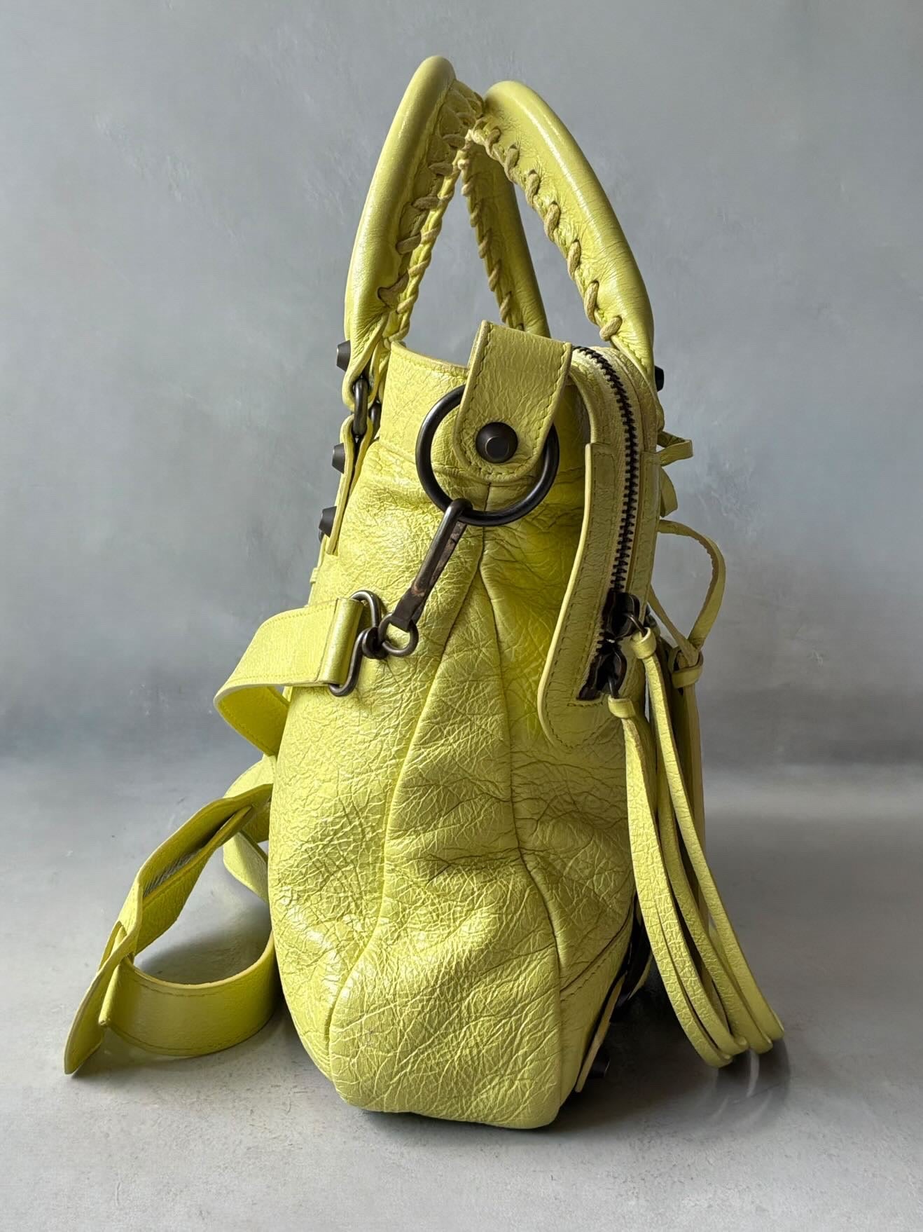 Balenciaga City ‘Town’  Lime Lambskin Bag