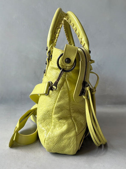 Balenciaga City ‘Town’  Lime Lambskin Bag