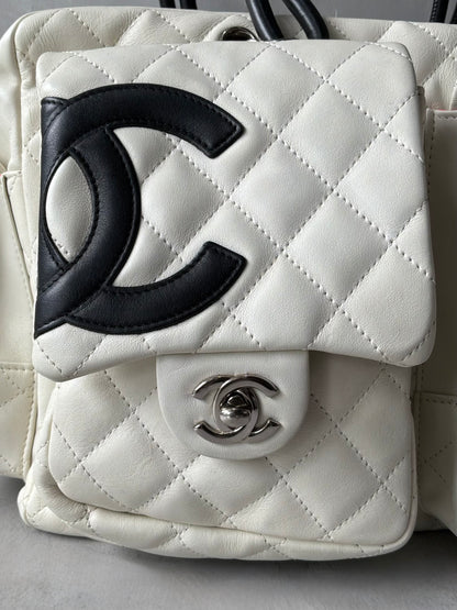 Chanel White Quilted Leather Cambon Ligne Reporter Bag