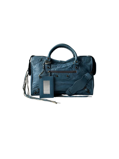Balenciaga City Blue Lambskin Bag
