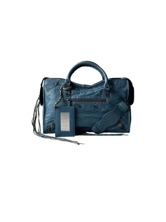 Balenciaga City Blue Lambskin Bag