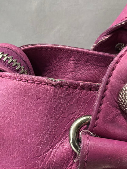 Balenciaga Classic City  Pink on Silver Giant 21 Lambskin Bag
