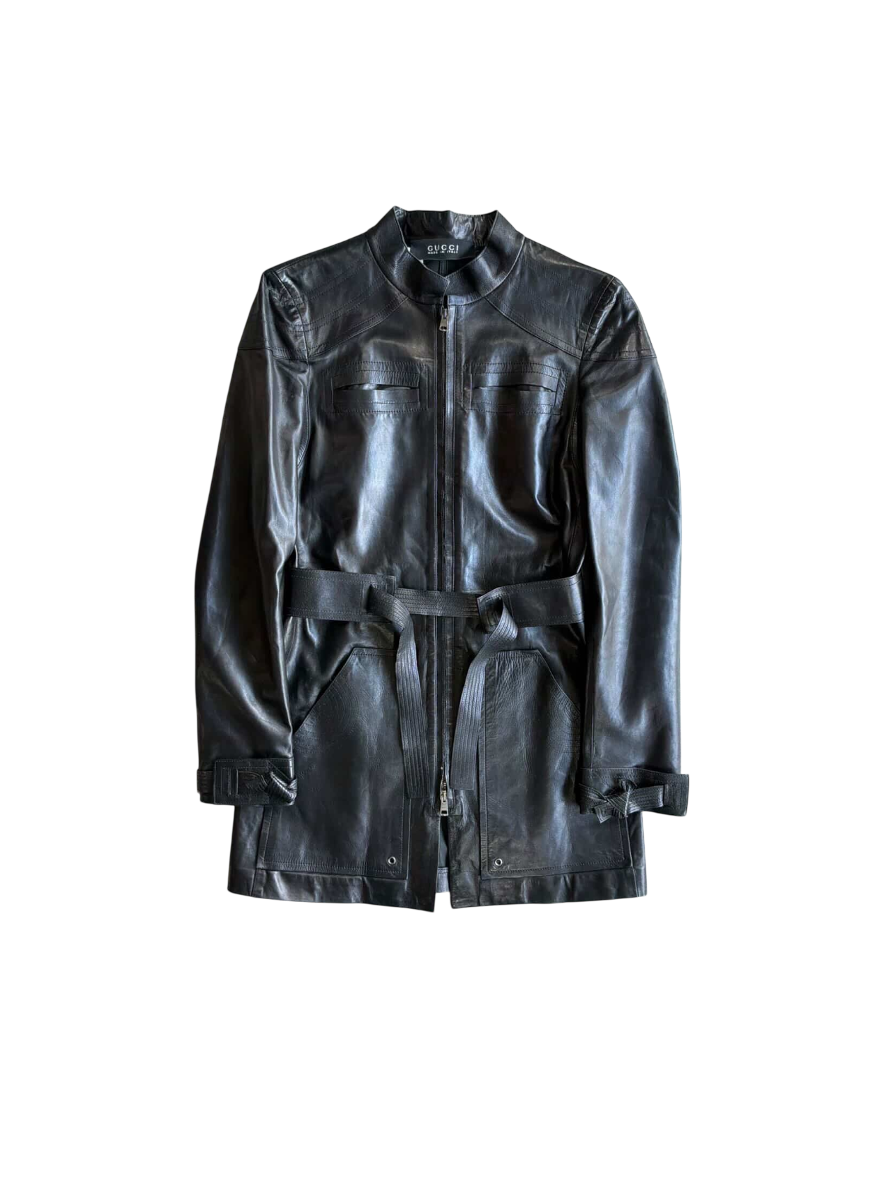 90’s Gucci Tom Ford Era Belted Trench Leather Jacket