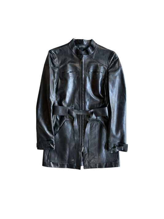 90’s Gucci Tom Ford Era Belted Trench Leather Jacket