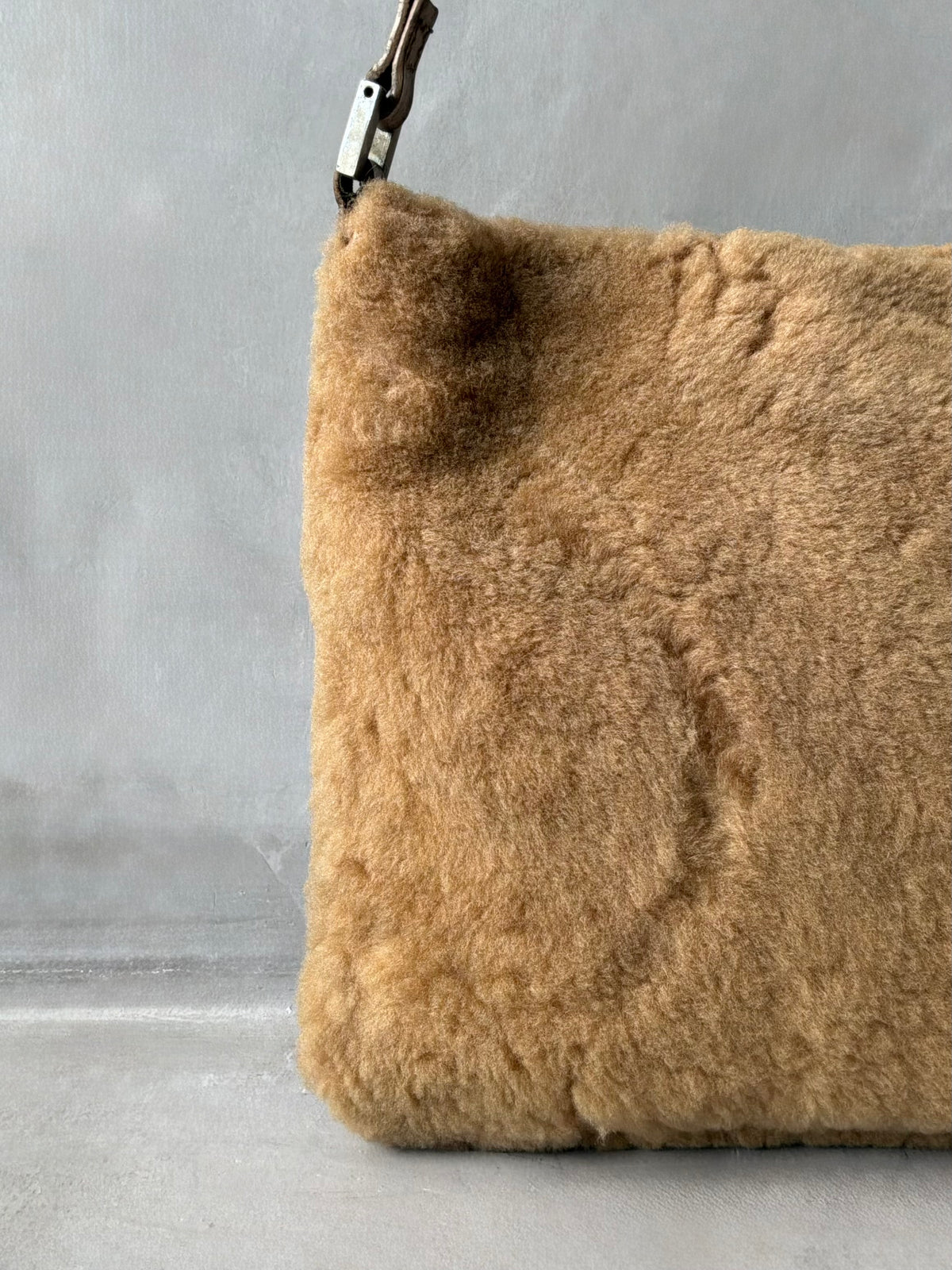 Fendi Beige Faux Fur Crossbody Bag
