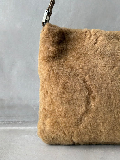 Fendi Beige Faux Fur Crossbody Bag
