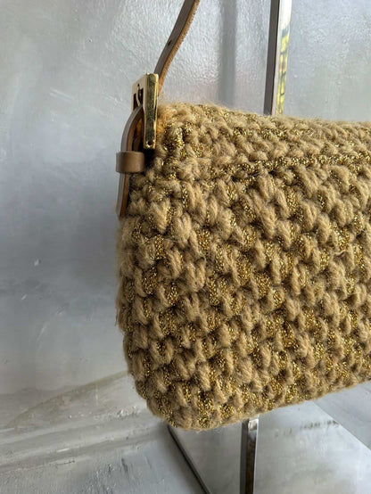 Fendi Woven Crochette Baguette Bag