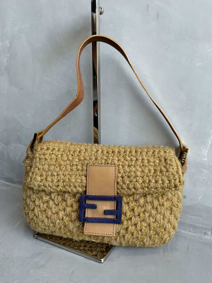 Fendi Woven Crochette Baguette Bag