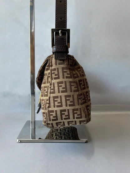 Fendi Zucchino Double Flap Baguette Bag