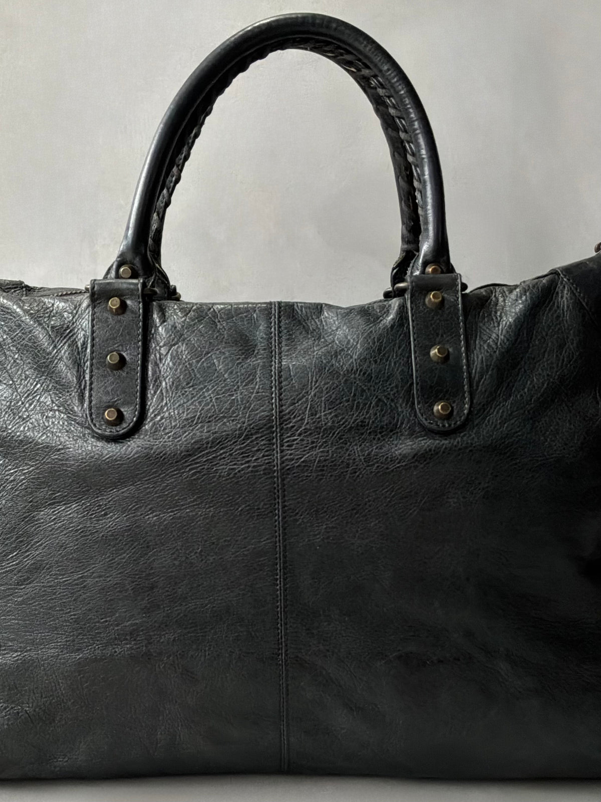 Balenciaga XL Weekender Black on Brass Lambskin Bag