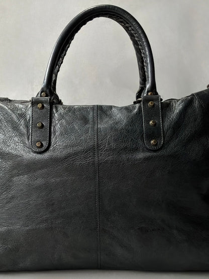 Balenciaga XL Weekender Black on Brass Lambskin Bag