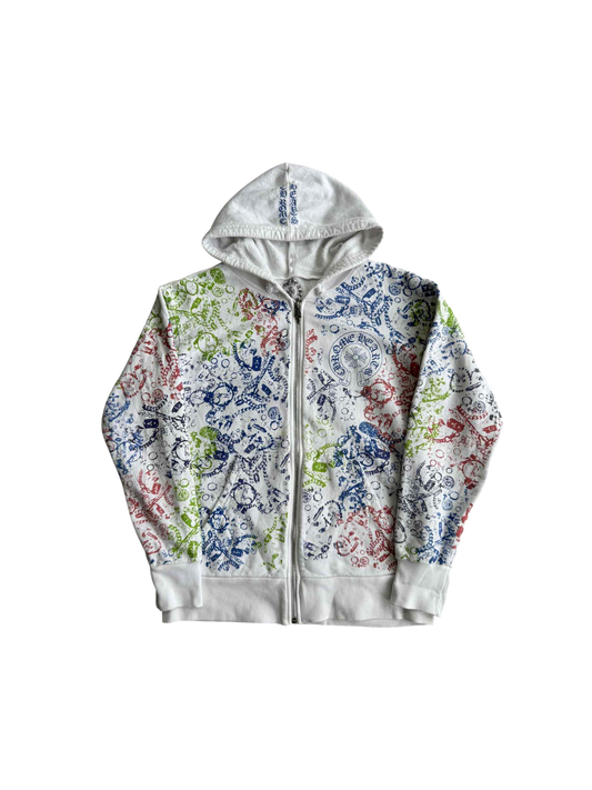 Chrome Hearts Full Print Logo Zip Up Hoodie