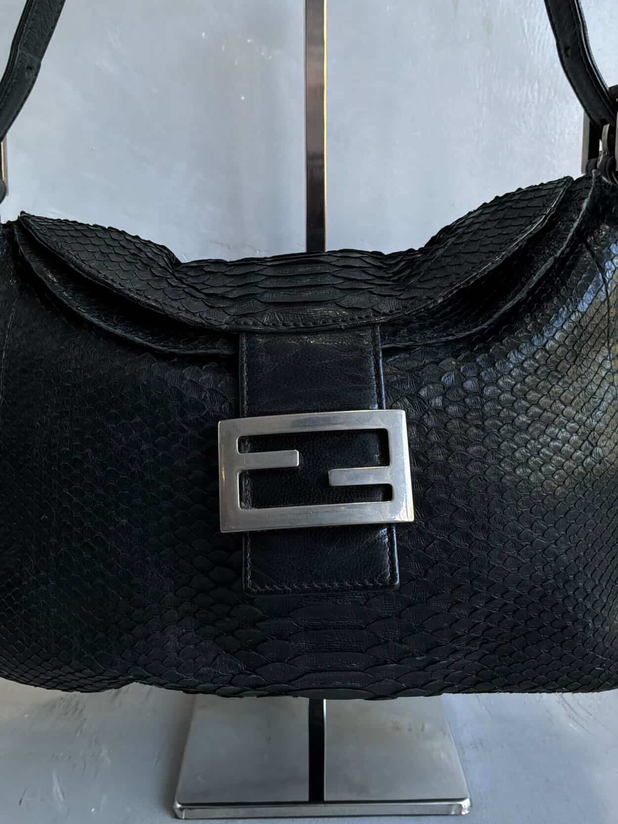 Fendi Python Double Flap Mamma Baguette Bag
