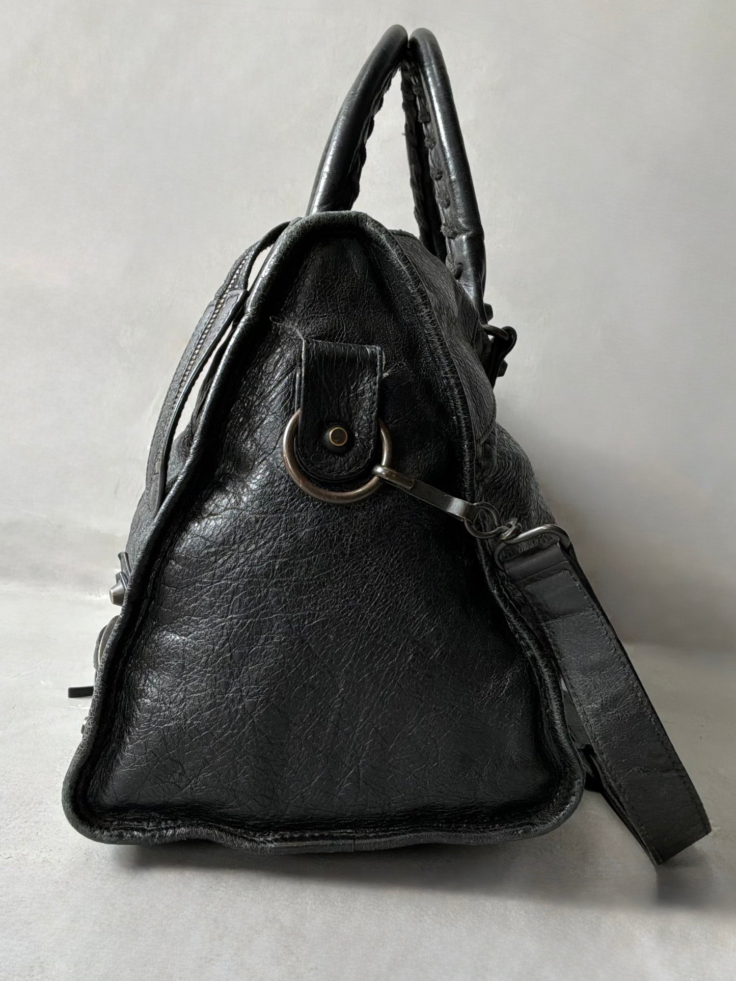 Balenciaga Part Time Black on Brass Lambskin Bag