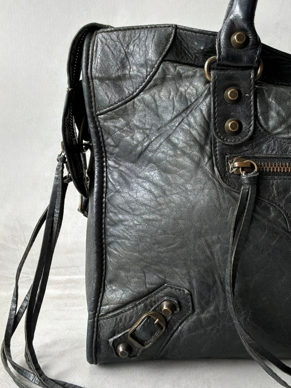 Balenciaga Classic City Black on Brass Lambskin Bag