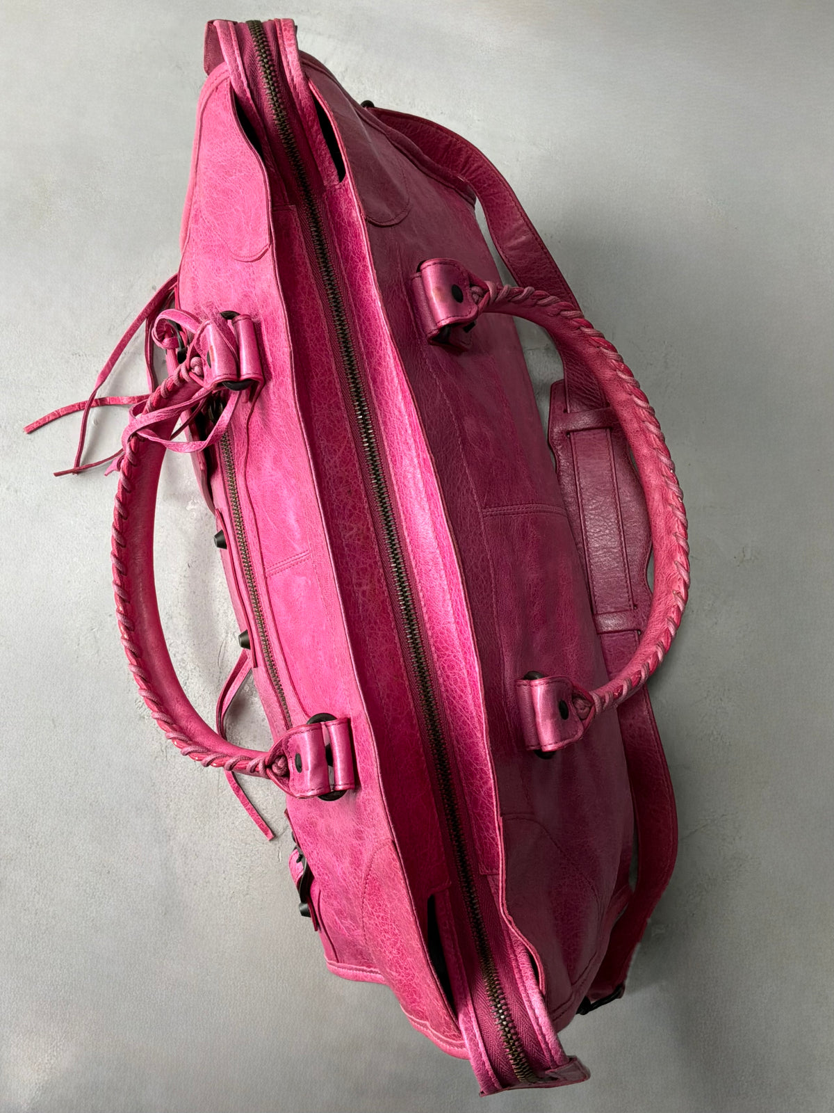 Balenciaga City Part Time Hot Pink on Brass Lambskin Bag