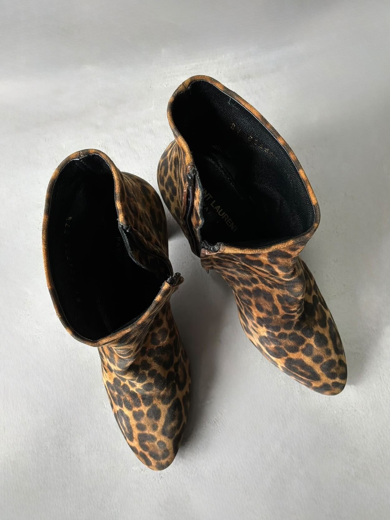 Saint Laurent Paris Suede Lou Leopard Ankle Boot