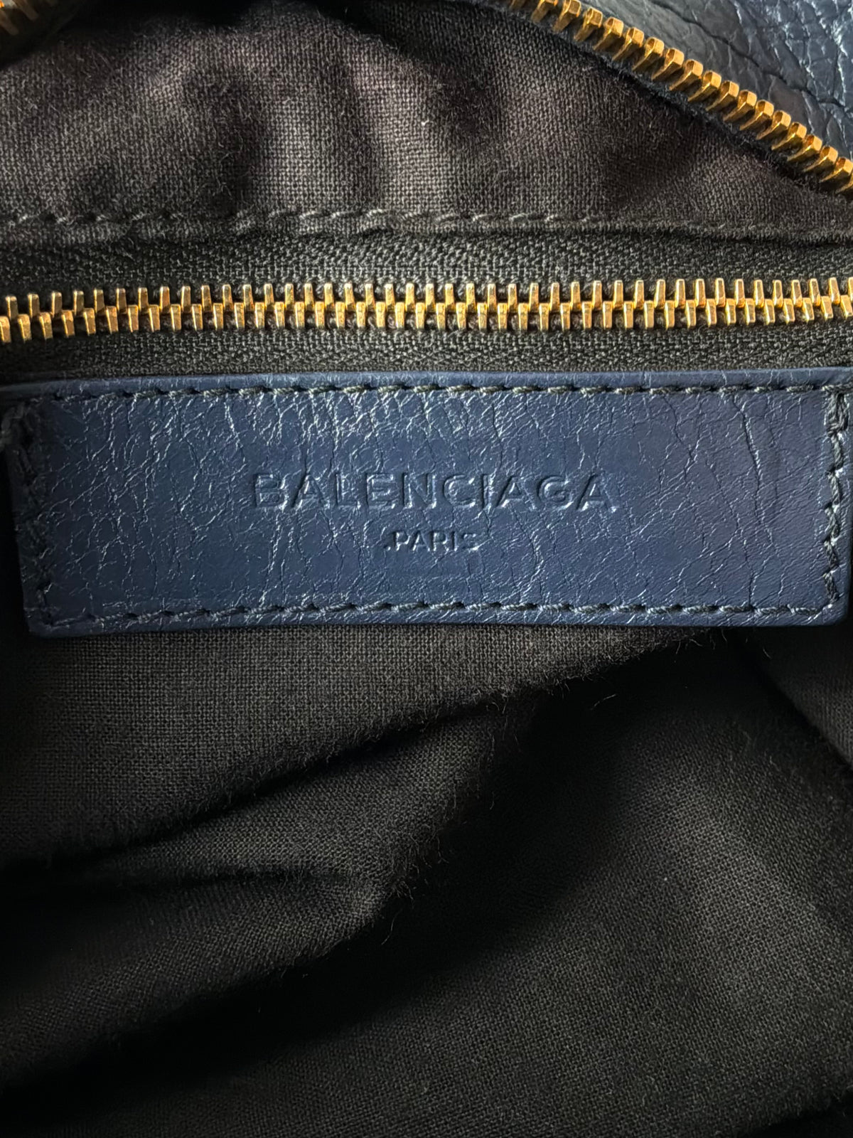 Balenciaga Classic City Navy on Gold Giant 12 Lambskin Bag