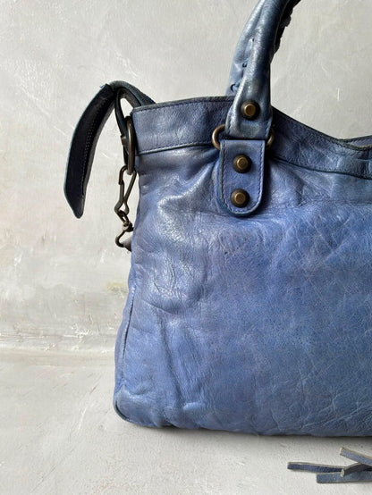 Balenciaga Town Blue Lambskin Bag