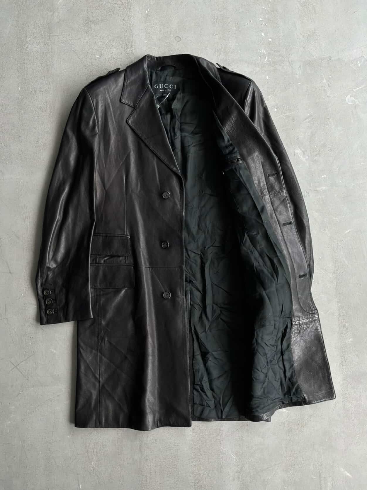 Gucci Tom Ford Era Leather Long Coat