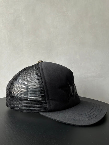Chrome Hearts Vintage Triple Star Black Trucker Hat