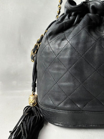 Chanel Quilted Drawstring Mini Bucket Bag