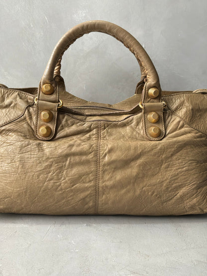 Balenciaga Part Time Old Chevre Beige Giant 21 Lambskin Bag