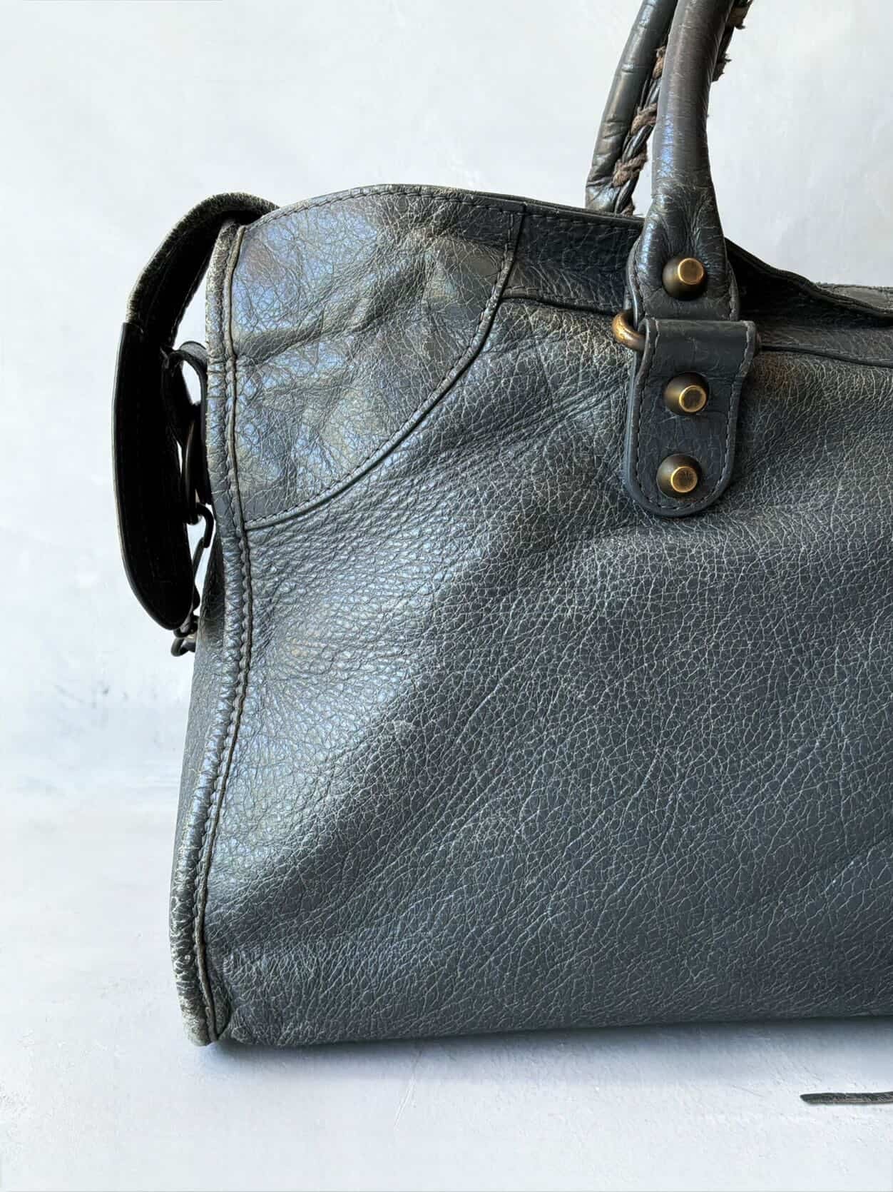 Balenciaga City Part Time Dark Gray Lambskin Bag