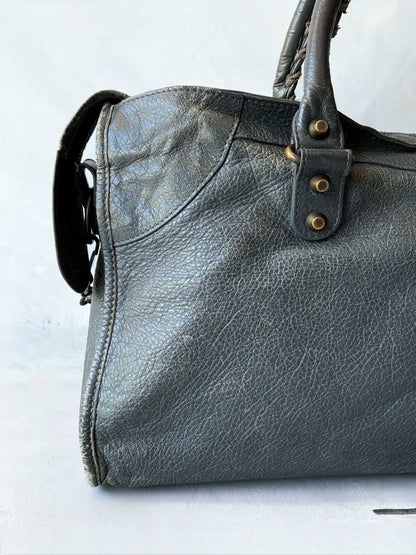 Balenciaga City Part Time Dark Gray Lambskin Bag
