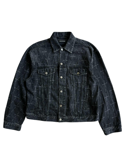 Balenciaga All Over Print Denim Jacket